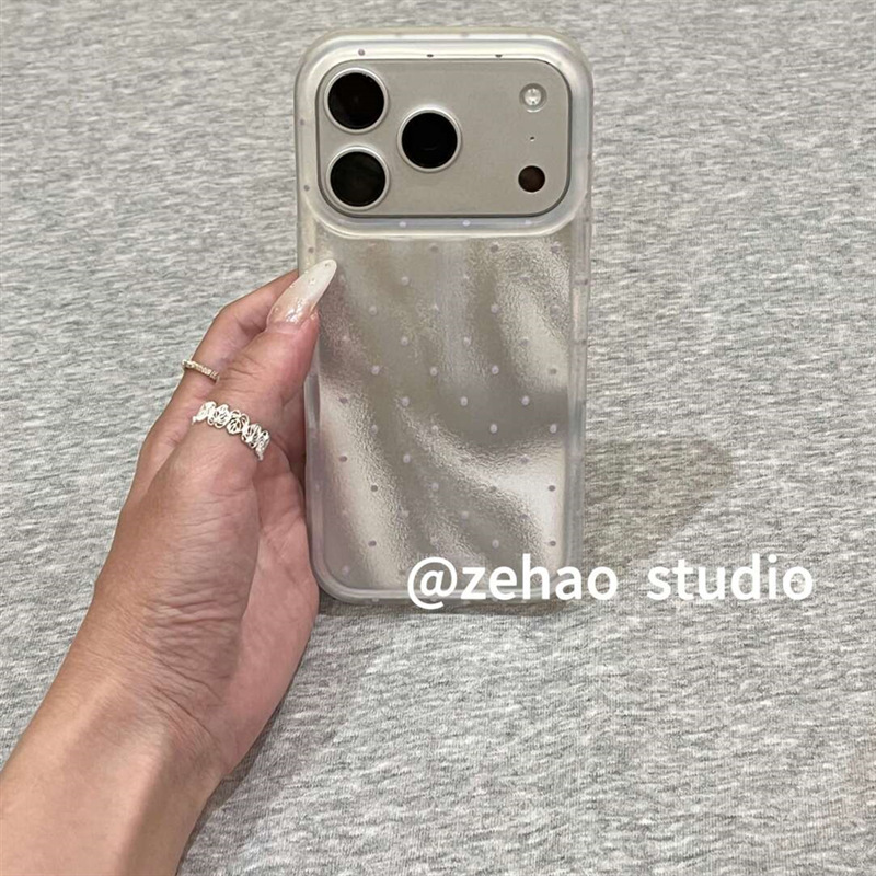 Simple Silver Base with Purple Polka Dots Suitable for iPhone 17 Pro Max Phone Case, New Model for Apple 16 Pro, 15, and 14 for Women Simple Silver Base with Purple Polka Dots Suitable for iPhone 17 Pro Max Phone Case, New Model for Apple 16 Pro, 15, and 14 for Women
