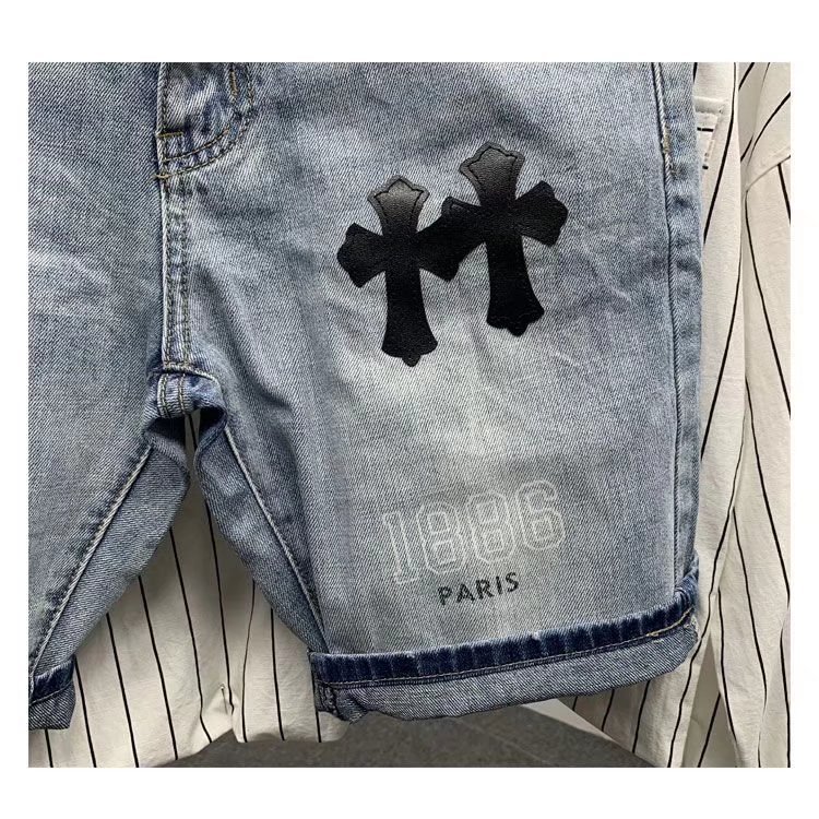 2024 Hong Kong Style South Korea Ins Trendy Retro Japanese Style All-match Loose Straight Denim Shorts Casual Pants Trendy Men's Students