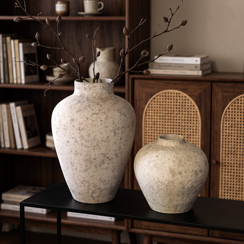 Vintage Rustic Pottery Vase, Large Ceramic Flower Vessel, Large-Sized Living Room Entrance Decoration Piece, Wholesale Wabi-Sabi Style Vase Vintage Rustic Pottery Vase, Large Ceramic Flower Vessel, Large-Sized Living Room Entrance Decoration Piece, Wholesale Wabi-Sabi Style Vase
