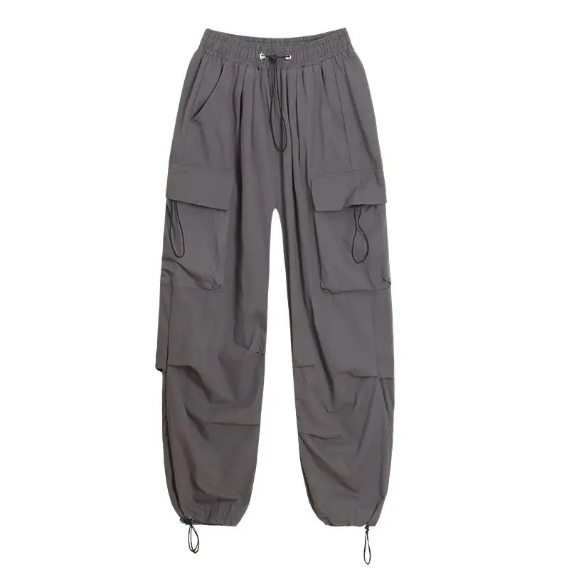 Summer New Cross-border European and American Retro Multi-pocket Workwear Casual Pants Women's Design Sense Loose Straight Long Pants