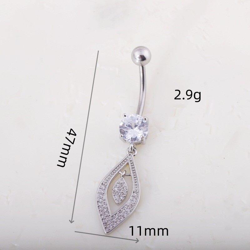 Copper Inlaid Zircon Star Moon Navel Ring Belly Button Piercing Jewelry Gold detail image 7