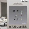 Five-hole dual USB socket gray