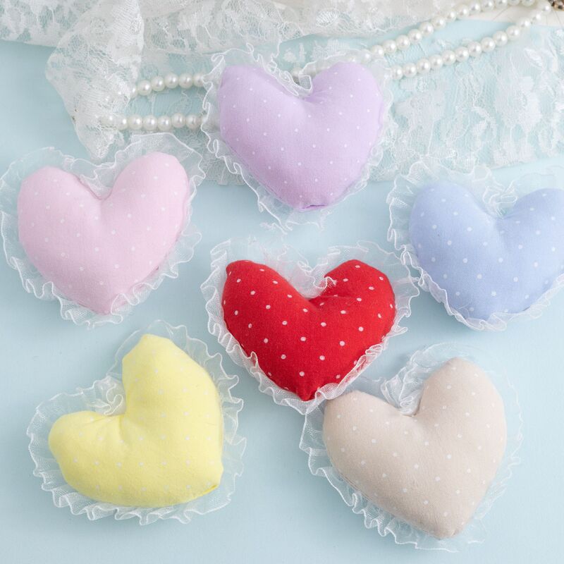 New Fabric Cotton-Filled Polka Dot Heart Pendant Accessories Lace Trim for Girls DIY Hats and Bags New Fabric Cotton-Filled Polka Dot Heart Pendant Accessories Lace Trim for Girls DIY Hats and Bags