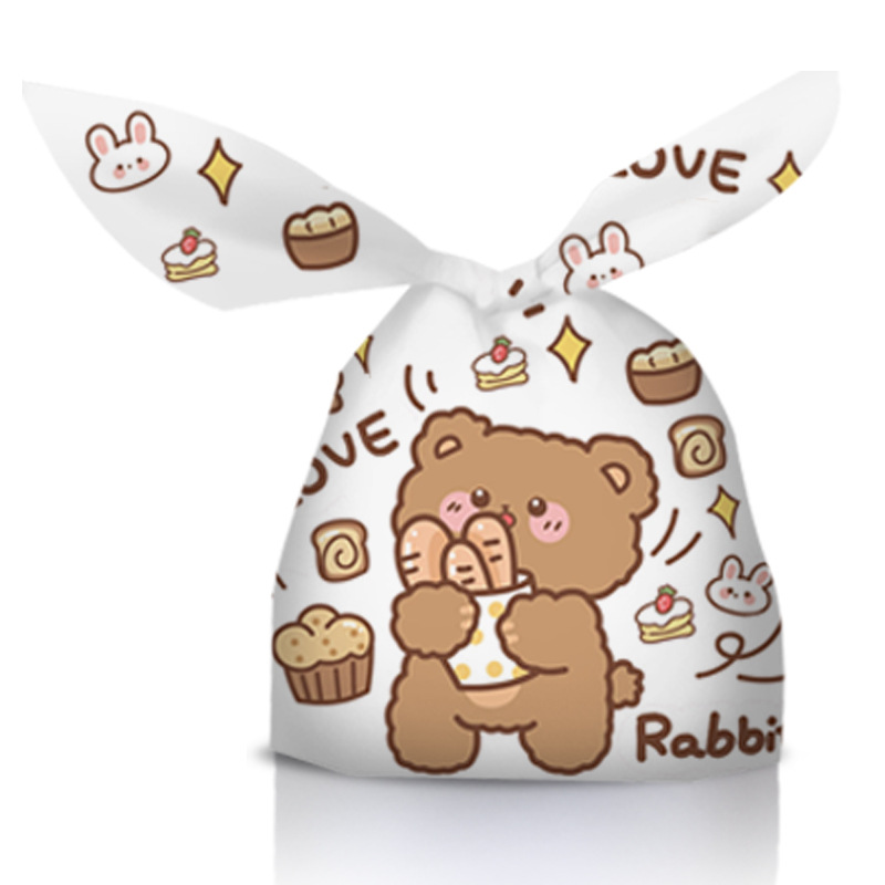 Bolsa de bocadillos de oreja de conejo de dibujos animados dulces bocadillos y otras bolsas de embalaje lindo pequeño patrón animal bolsa de regalo bolsa de Festival