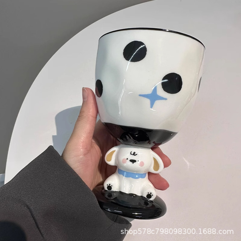 卡通狗高脚情侣陶瓷马克杯冰淇淋雪糕高颜值可爱创意伴手礼水杯子|undefined