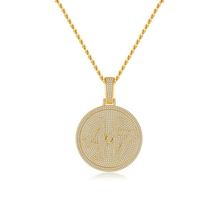 Cross-Border European and American Hip-Hop Moissanite Necklace Custom Digital Round Plate Sterling Silver Pendant Jewelry Rapper Hiphop