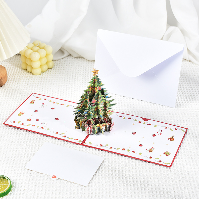 クリスマスカード 3D立体紙彫り カットアウトクリスマスツリー 手作り封筒 小さなカード 外国人向け Amazon|undefined