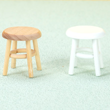 娃娃屋dollhouse原木圆凳子 高脚凳茶吧凳迷你摆件微缩食玩配件