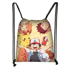 2023新款寶可夢學生束口袋兒童便攜雙肩背包戶外收納袋跨境批發熱