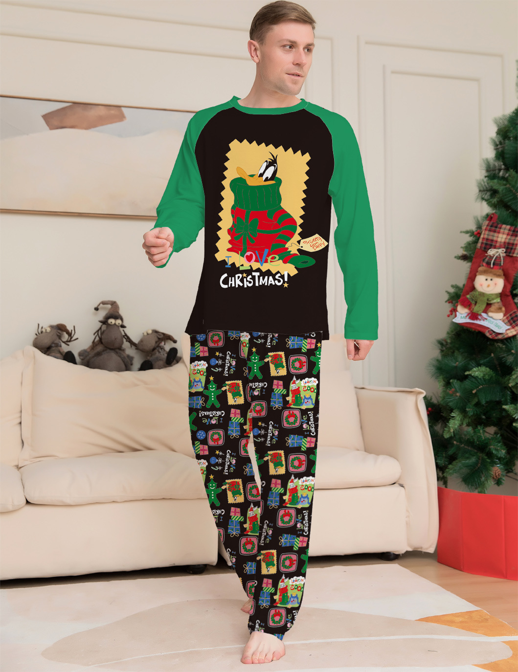 Fashion Cartoon Cotton Pants Sets Straight Pants T-shirt Family Matching Outfits display picture 3