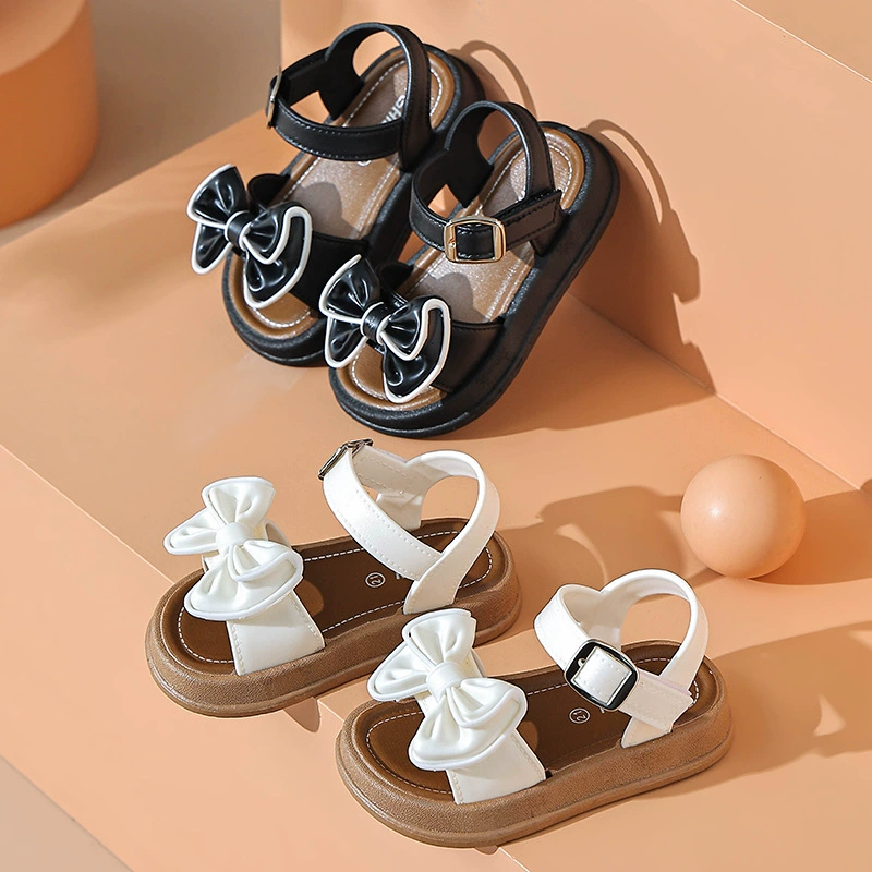 Летние универсальные нескользящие пляжные сандалии с бантом для принцессы, мягкая подошва