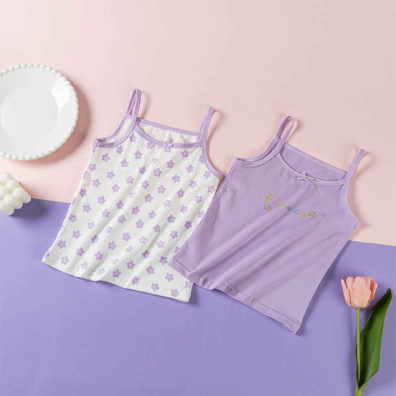 Summer thin children's cotton top with cups with bow
