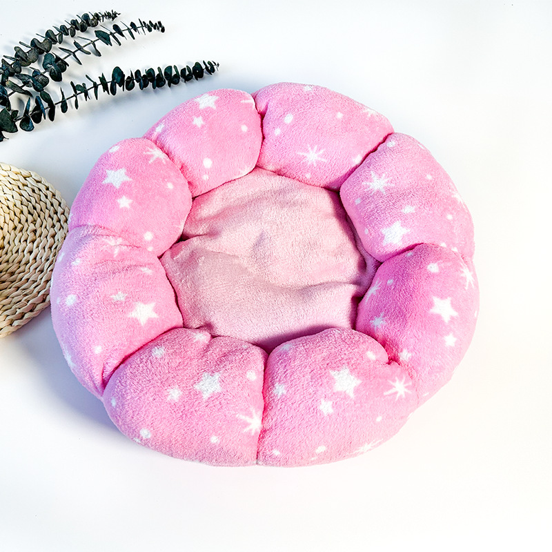 Χειμερινό χαλάκι σκύλου σε σχήμα λουλουδιού για γάτες, κρεβάτι κατοικίδιων ζώων, καθημερινές ανάγκες_voghion.com