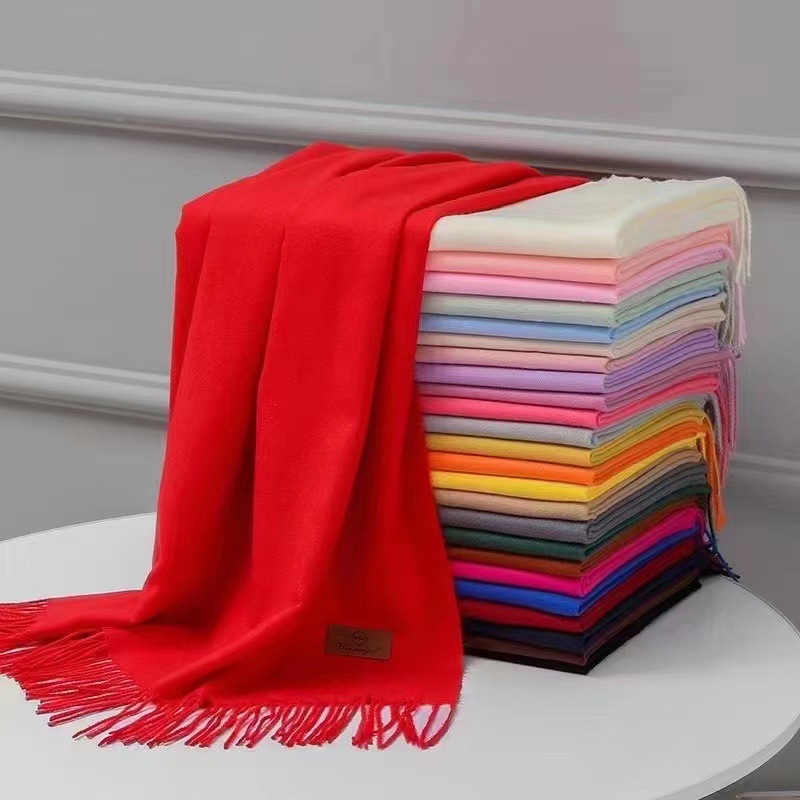 Cashmere Scarf Feel Warm Winter Couple Solid Color Imitation Cashmere Scarf Long Tassel High Sense Monochrome Shawl