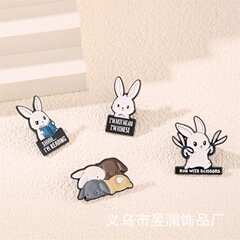 クロスボーダー漫画クリエイティブかわいい白ウサギピンハムスター動物の形の文字ブローチジュエリーアクセサリーバッジバッチ