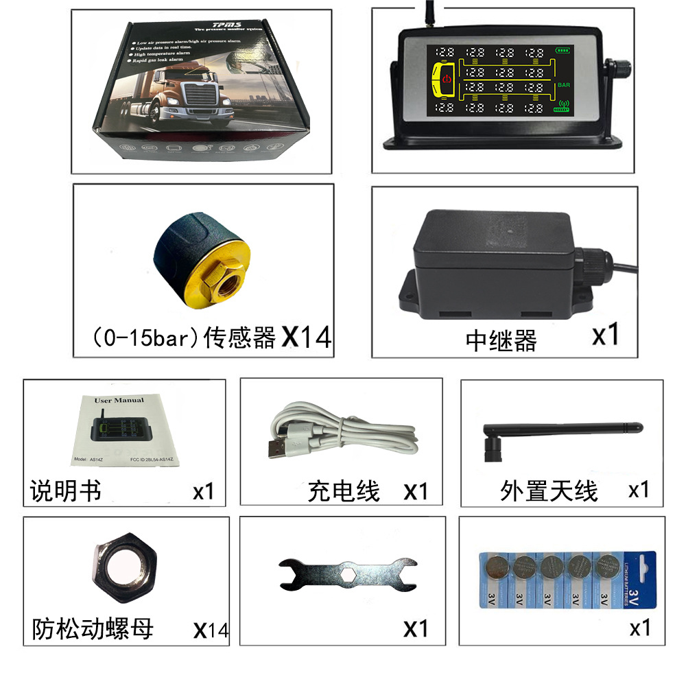 4G Truck Solar Tire Pressure Monitoring System TPMS 8-Wheel 10/12/14 Tire Monitoring System to Prevent Air Leaks and Tire Punctures