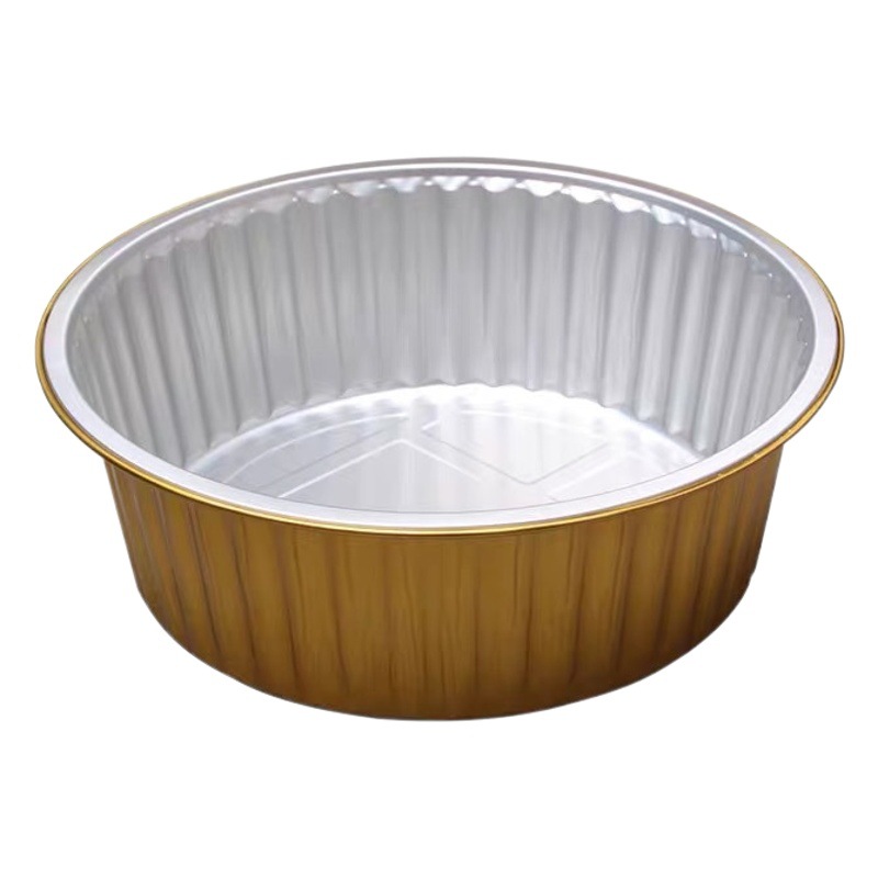 Sealed Tin Paper Bowl Round Disposable Aluminum Foil Bowl Pre-made Food Take-away Packing Fresh-keeping Thickened Insulation Fast Food Fruit
