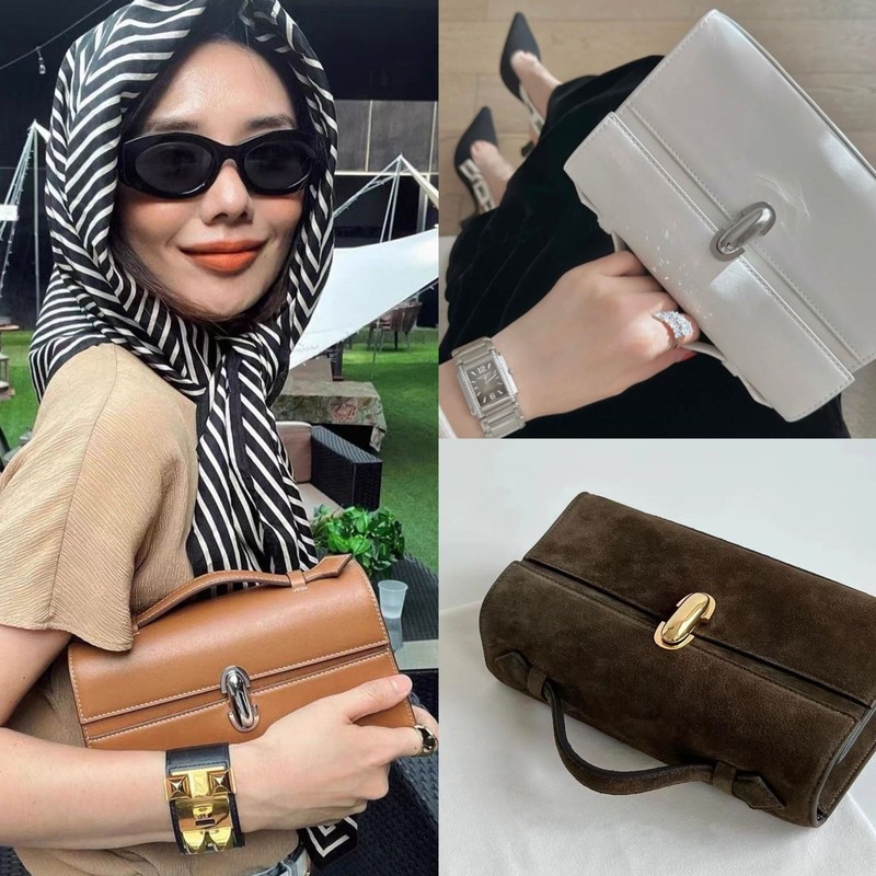 Niche savette Handbag Genuine Leather Handle Small Square Bag French Simple Cowhide Bag High-grade Clutch