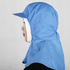 白色披肩帽女包頭帽子鴨舌食品帽防塵透氣粉色食品廠工作網帽