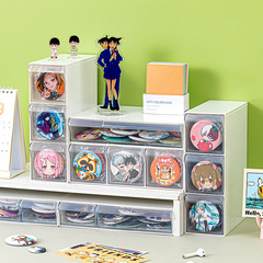 Desk miscellaneous drawer-style storage box transparent compartment snap-in storage box stackable badge stationery storage box