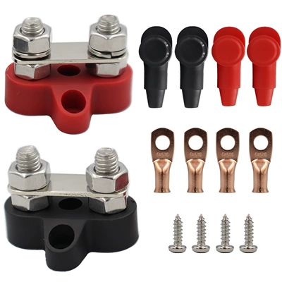 Car RV yacht battery: Power supply, ignition system accessories - red-and-black-matching-double-stud-with-gasket-m8