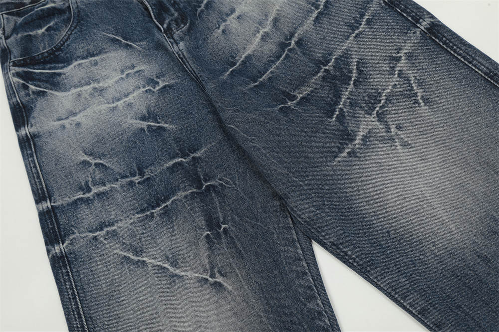 ​​Men's Tie-Dye Gradient Jeans - High Street Vibe, Loose Fit, Wide Leg, Straight Cut, Distressed Wash, Casual Streetwear For Men (Black, Blue S-XXL)​​_mkmklike.com