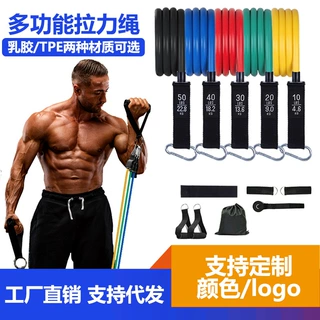 TPE11件套装多功能拉力器防断裂拉力绳阻力带拉力带健身训练套装