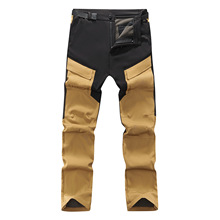 新款户外冲锋裤男防水防风加绒多口袋秋冬季保暖滑雪软壳登山长裤