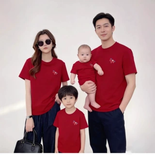 独特超好看亲子装一家三四口母子短袖T恤母女高级感马年新款炸街