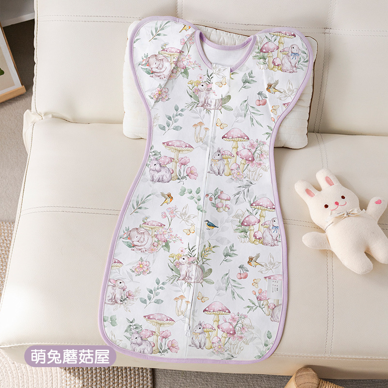 ベビー寝袋 春夏用 子供用 踢き防止キルト ニット綿 新生児用おくるみ 踢き防止おくるみ|undefined