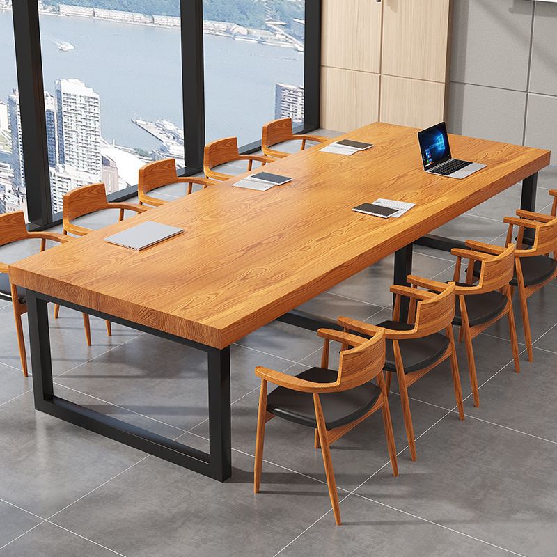 實木會議桌簡約現代大板桌大型培訓洽談職員辦公桌長條桌椅工作檯