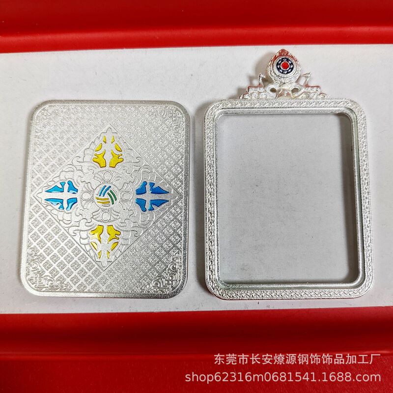 藏式钛钢珐琅彩双面玻璃唐卡画壳坦诚金刚杵嘎乌盒吊坠多款可选|undefined
