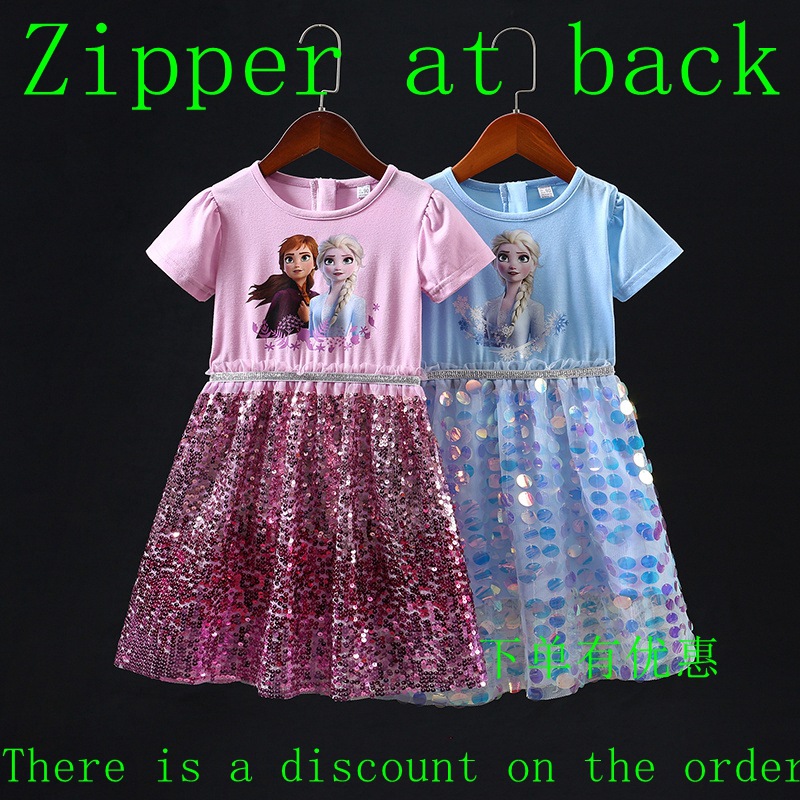 Ropa para niños Comercio exterior Nuevo vestido congelado verano estilo occidental Aisha falda Aisha manga corta Niña princesa vestido