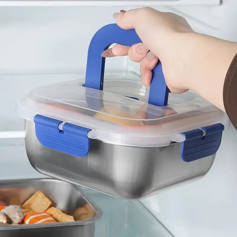 Fábrica de acero inoxidable caja de almacenamiento de sello doméstico portátil caja de frutas de picnic caja de almacenamiento refrigerador congelación