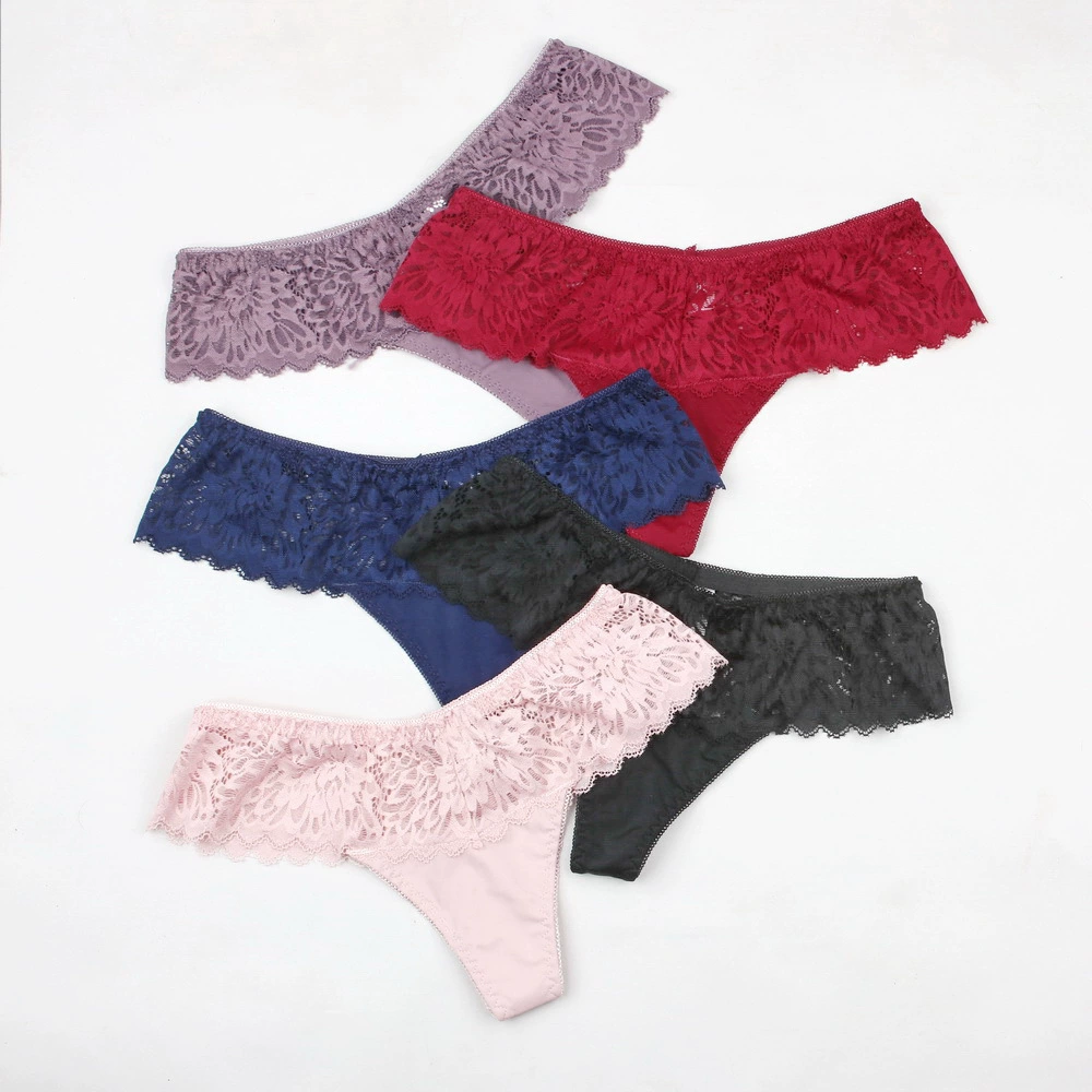 New Lace-Detail Milk-Silk Thongs for Women, Sexy Hollow-Back, Low-Waist, Seamless Comfort