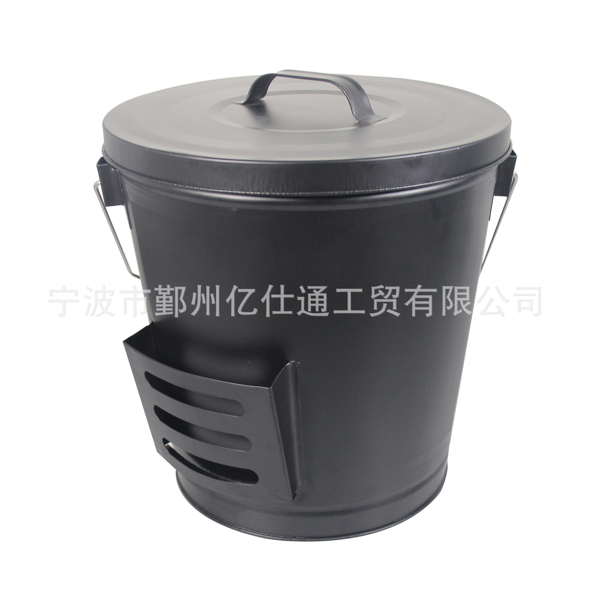 EASTOMMY壁炉灰桶铁皮桶带小铲子黑色