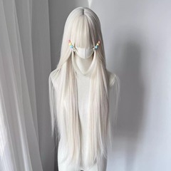 【纯白羽梦】假发女长直发奶白色85厘米自然万用cos整顶全头套式