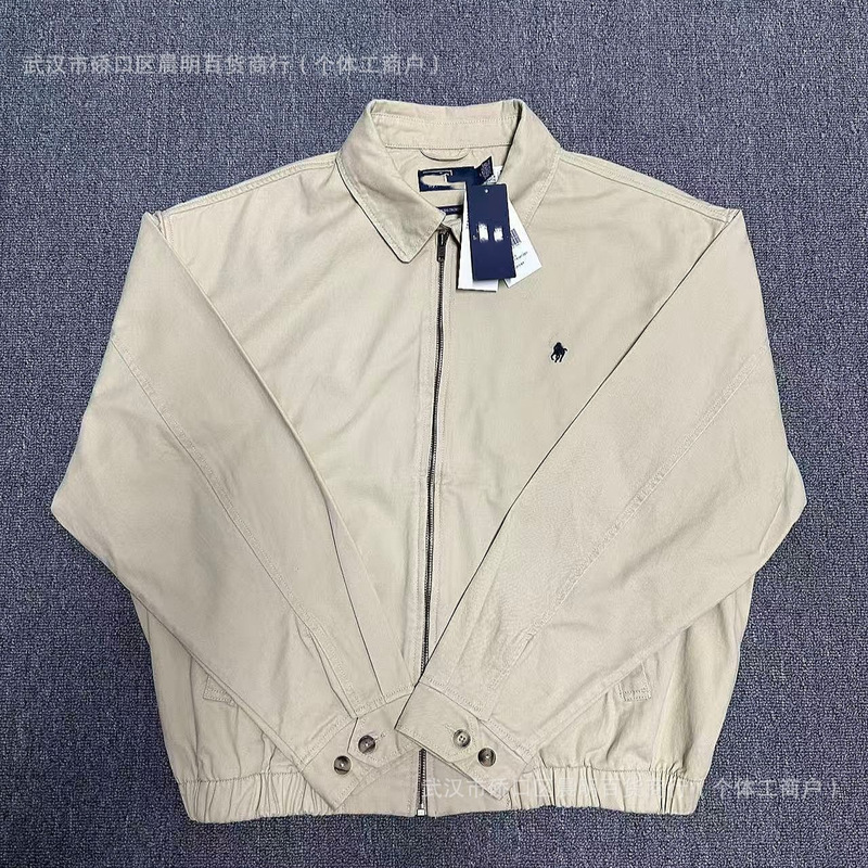 高品质可扫码RL小马标老钱风干部翻领拉链外套polo休闲夹克男女同|undefined