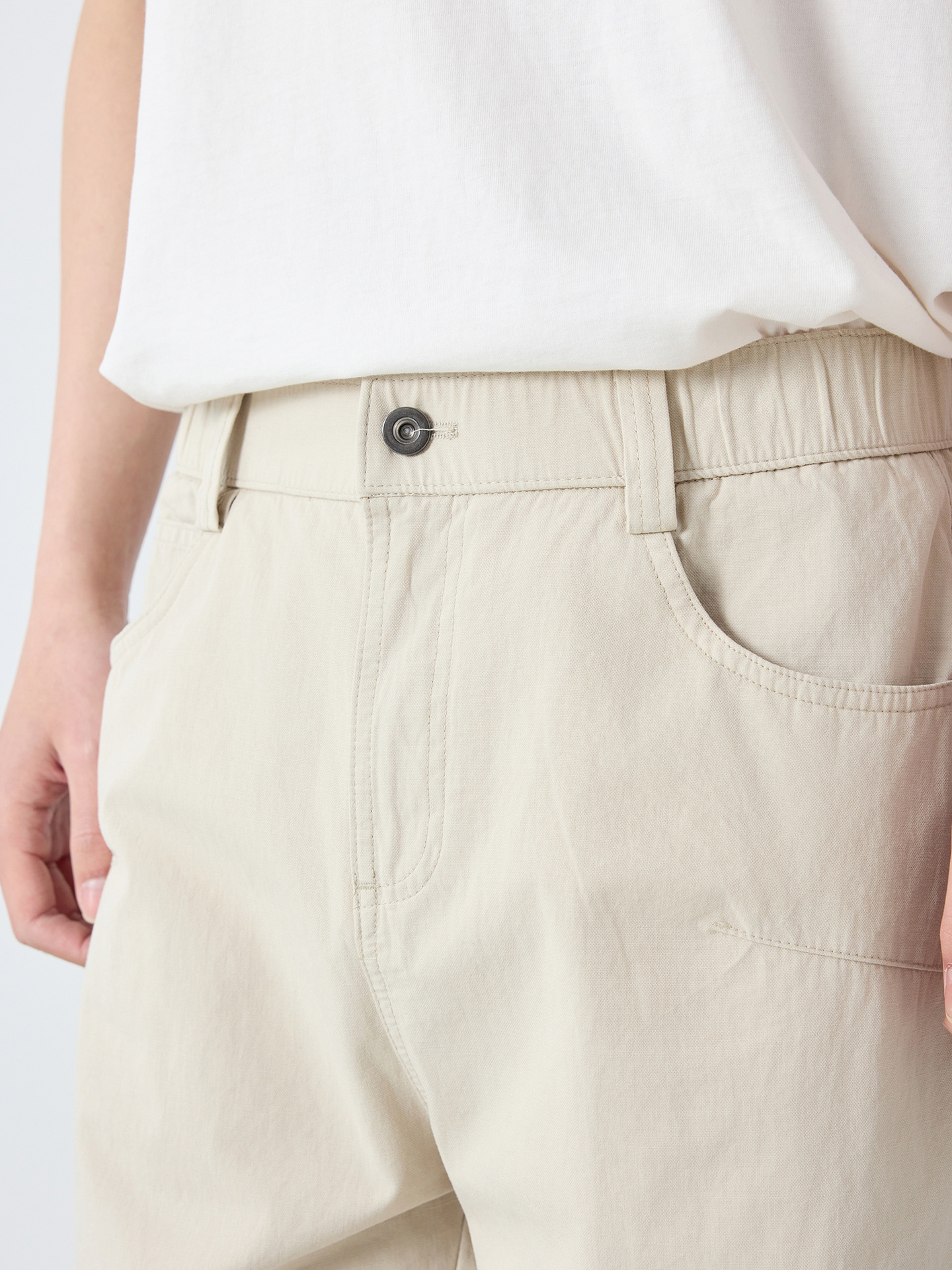 Quần kaki nam công sở chất liệu cotton pha lanh dáng suông — đen