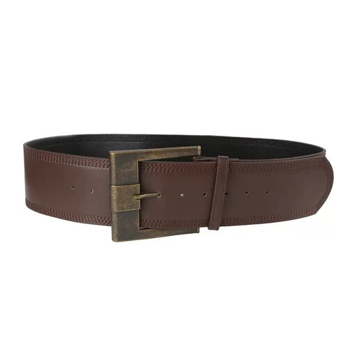 Vintage Metal Pin-Back Wide Belt | European & American Punk Style Outerwear Belt for Women | Factory-Direct Leather Belt