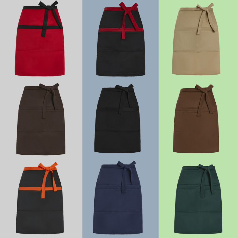 Waiter Half Apron with Printed Logo Catering Hot Pot Restaurant Chef Work Clothes Half Short Apron