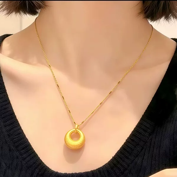 Brushed Gold Nugget Pendant Safety Buckle Small Gold Nugget Ring Collarbone Chain Chinese Style Imitation Gold Necklace