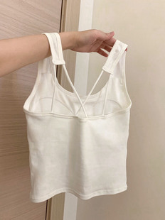 Solid color top with cups, breast pads, underwear, tank top sleevless, for small vest, beautiful back