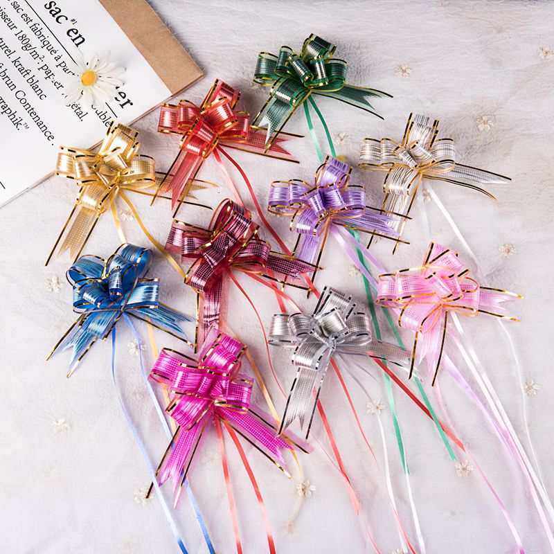 Transfronterizo envío gratuito medio 30 oro borde corteza patrón mano guirnalda flor regalo embalaje arco guirnalda cinta fabricante