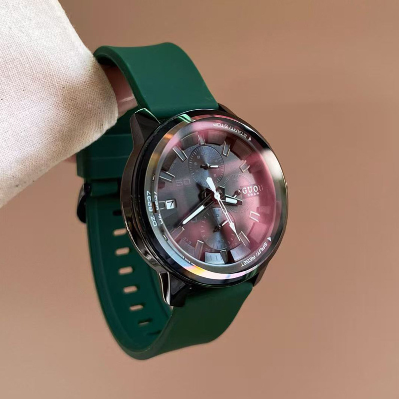 Guou Silicone Multifunctional with Ancient European Large Dial Chronograph Sports Ladies Watch Women's Watch Calendar Quartz 2025 Men