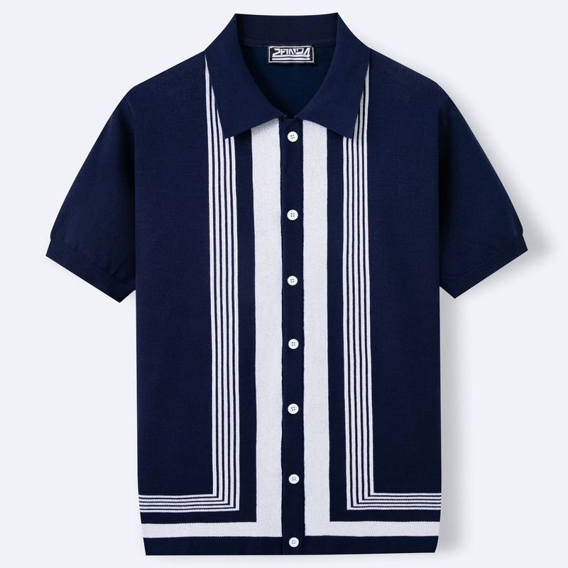 アマゾンの外国貿易のメンズの夏の新型のストライプの襟のニットの半袖のビジネスのpoloのシャツの男性のsy0143|undefined