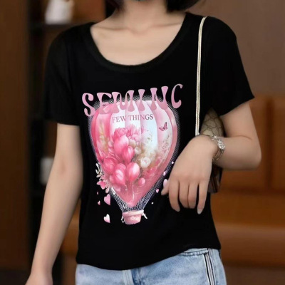 2025 New Design Hot Air Balloon Versatile Cool Silk Knitted Short-Sleeved T-Shirt Top 2025 New Design Hot Air Balloon Versatile Cool Silk Knitted Short-Sleeved T-Shirt Top
