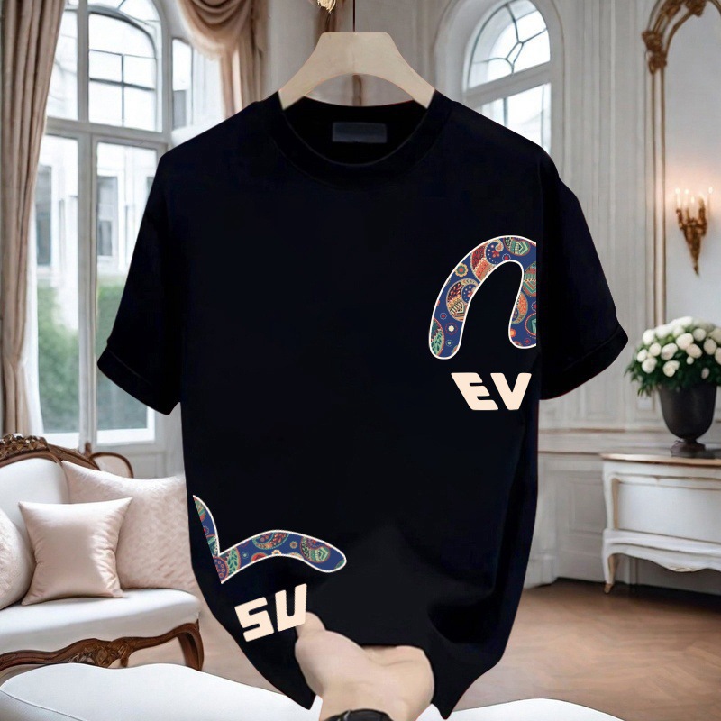 纯棉短袖t恤男潮牌夏季宽松五分袖新款网红潮流ins简约印花上衣男