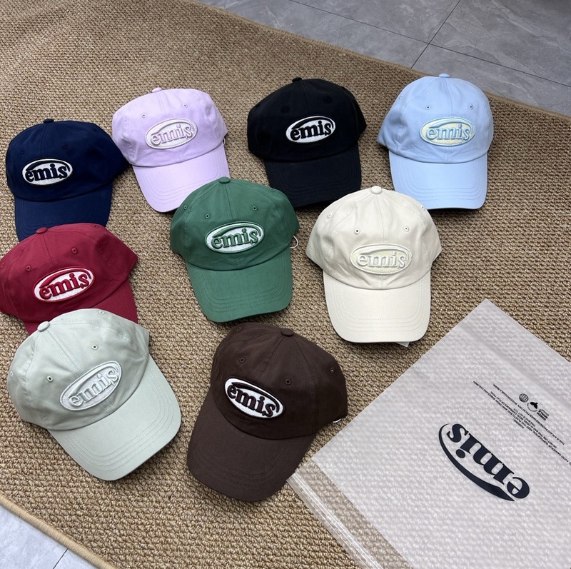 現物韓国潮牌emis帽子クラシック男女カップルモデルと高品質コーラアルファベット刺繍野球|undefined