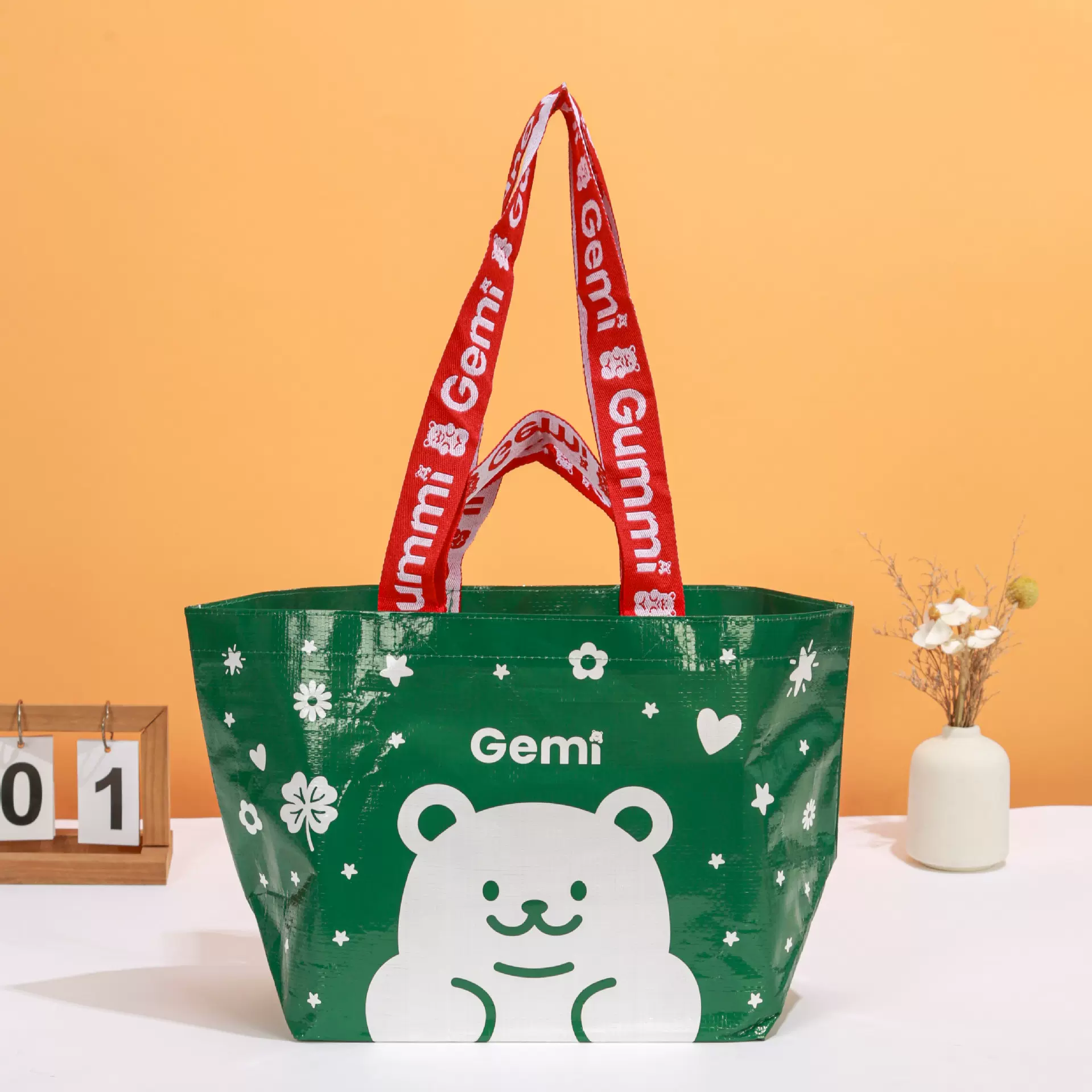 外贸欧洲环保编织袋定制商场超市礼品广告元旦节日宣传编织袋定做